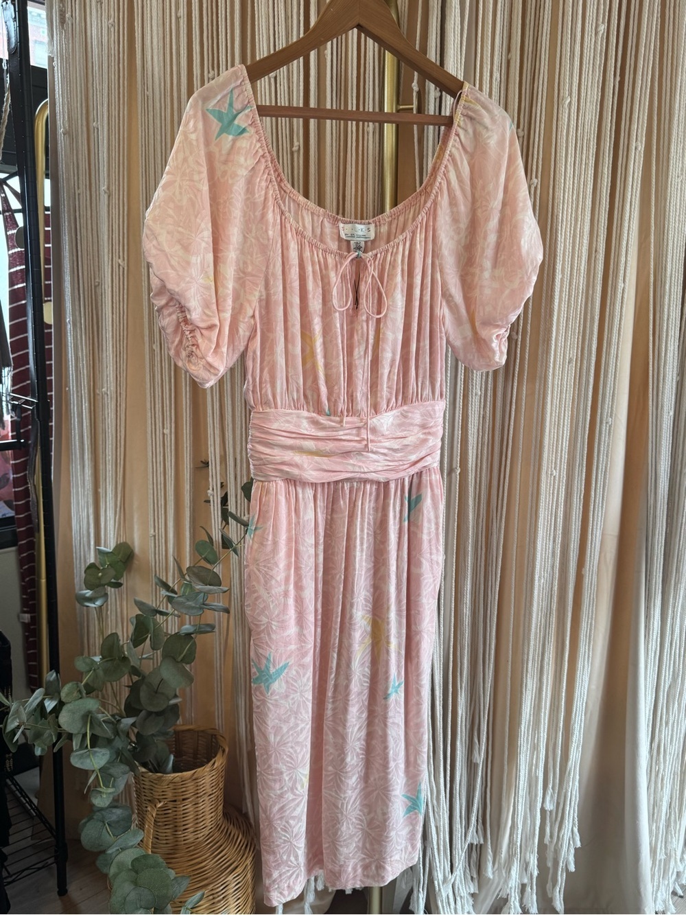 vintage 80s Silks St. Gillian 100% silk midi dress on/off shoulder short sleeve